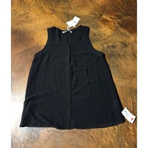 Naked Zebra Black Sleeveless Button Down Blouse‎ Tank Top Red Dress Boutique S